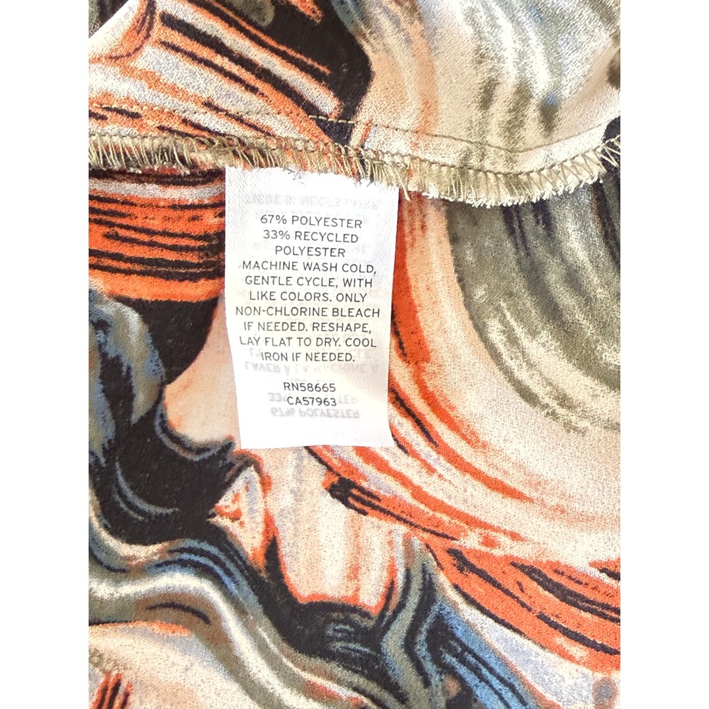 Halogen Abstract Marble Print Faux Wrap Blouse V-Neck Long Sleeve Multicolor S - Picture 7 of 9